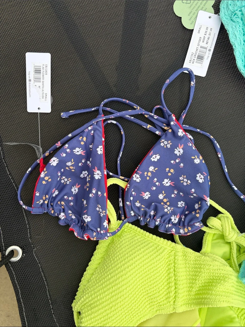 NWT lot of 5 Colorful Women's Bikini Sets and 2 extra tops (12 pieces)